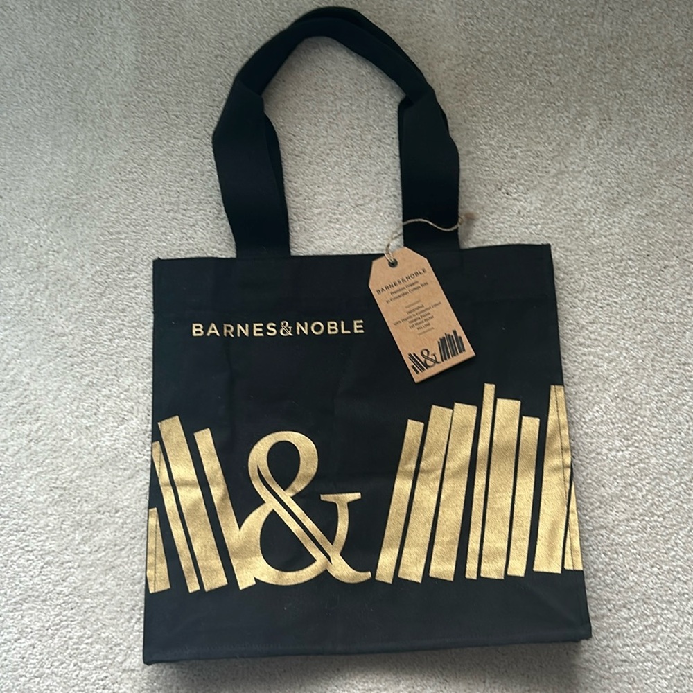 Nwt Barnes & Noble Organic Black Cotton Tote, NWT